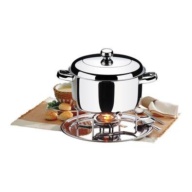 O Rechaud Plátanos tem Caçarola Funda e Tampa de Aço Inox, um material higiênico e neutro, ideal para ser utilizado em contato com os alimentos. Possu
