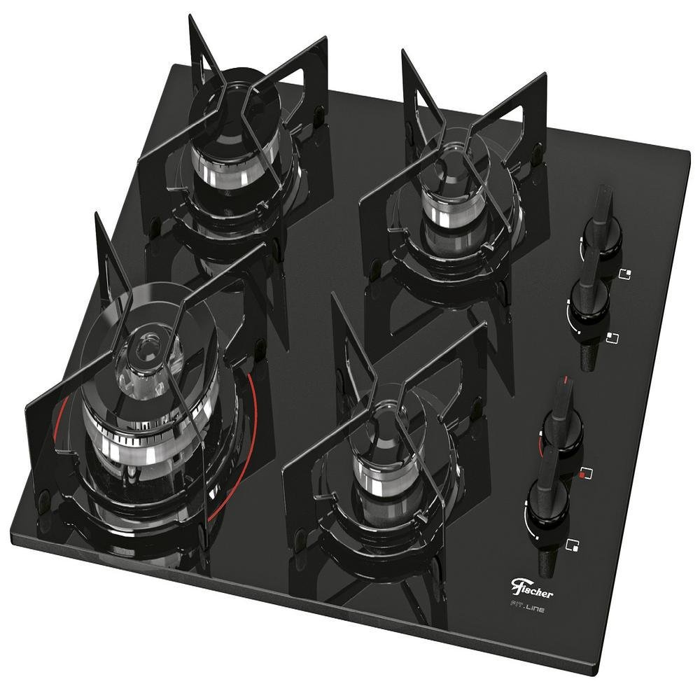 Fogão Cooktop Fischer 4 Bocas Tripla Chama Fit Line KaBuM!