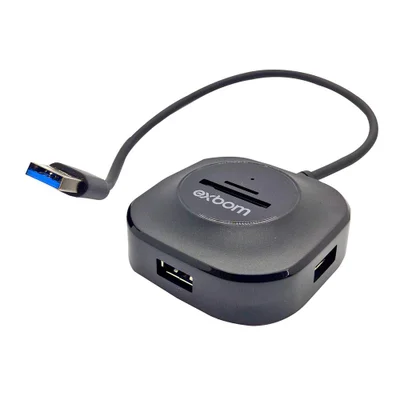 HUB USB 5 em 1 com 3, Portas USB 3.0 + Leitor de Cartão microSD + Leitor de Cartão SD Exbom  - UH-R33