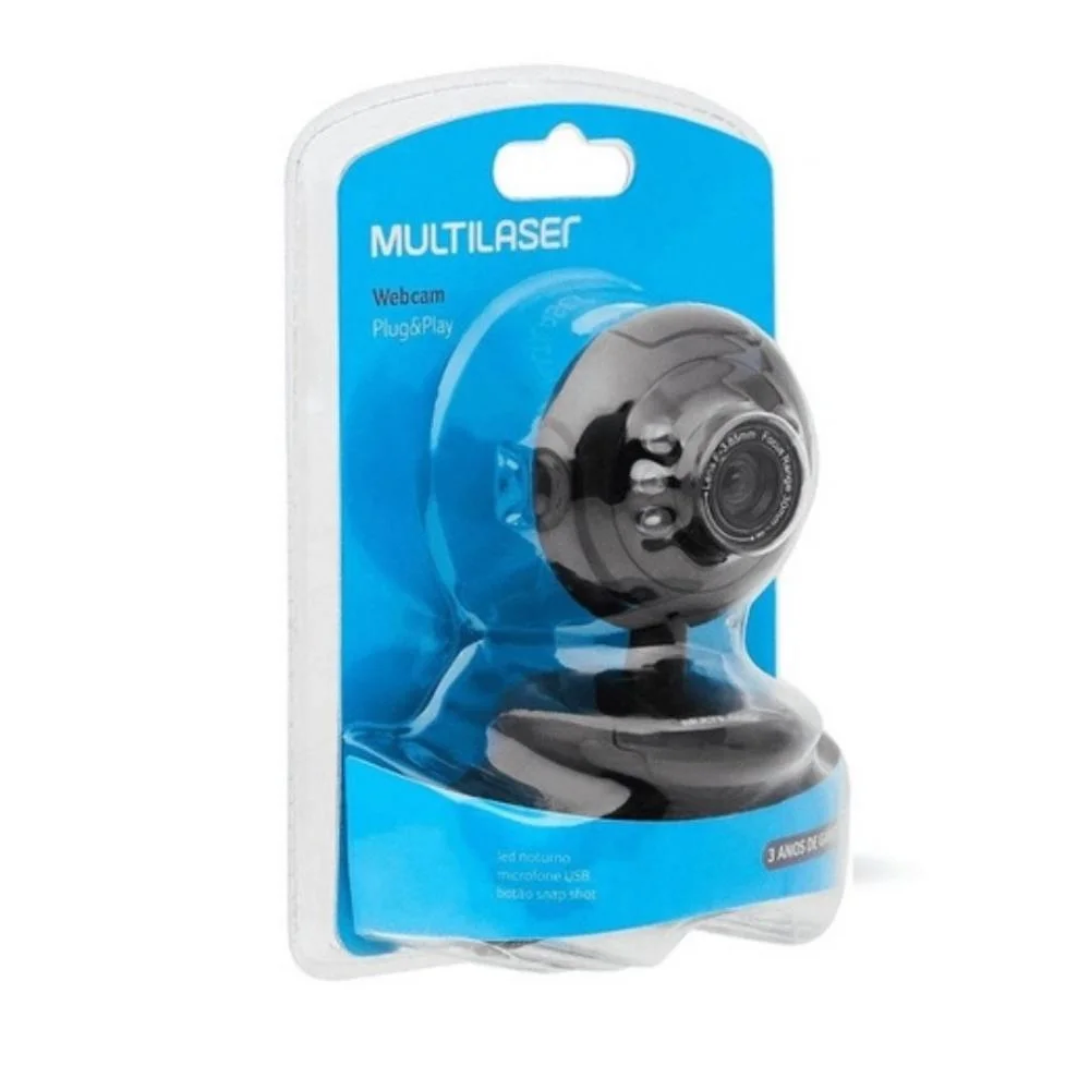 Imagem 3 de 5 do produto Webcam Multilaser Nightvision Usb 16mp Plug E Play Led c/ Microfone - Preto