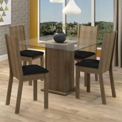 Praticidade, ganho de espaço, qualidade e beleza! Este é o Conjunto de Jantar Maya da Madesa! A mesa com base em pedestal é confortável e acomoda bem