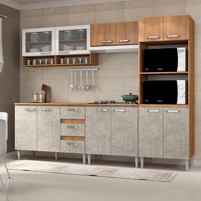 Perfeita para complementar o ambiente de sua cozinha! A Cozinha Compacta 12 Portas, 3 Gavetas e 4 prateleiras, foi produzida em estrutura MDP e possui