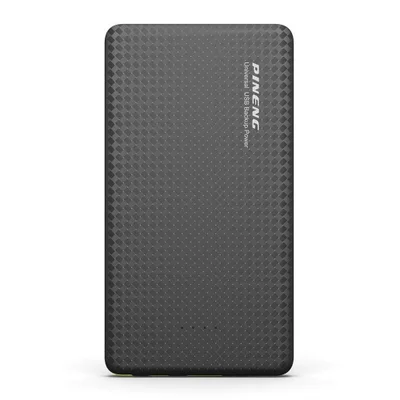 Carregador Portátil Power Bank Pineng Slim, 10.000Mah, 1 Porta (1X USB, 1X USB adicional), Com Cabo, Preto - BK PN-951
