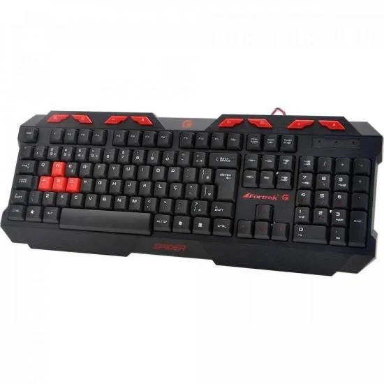 Teclado Gamer Fortrek Spider, Resistente ao Derramamento de Água, 8 Teclas Multimídia, ABNT2 - Gk706
