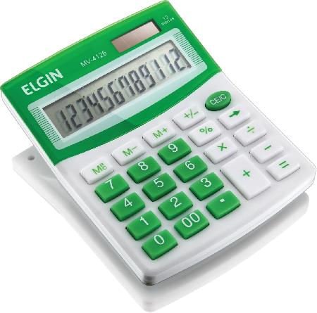 Calculadora De Mesa Visor - Alimentação Solar E Bateria - Blister Mv4126 Verde