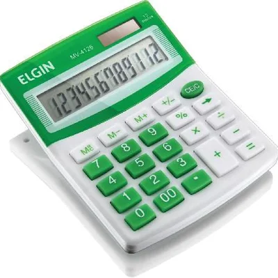 Calculadora De Mesa Visor - Alimentação Solar E Bateria - Blister Mv4126 Verde