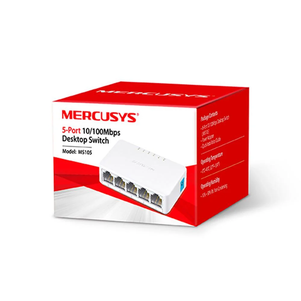 Switch Mercusys De Mesa, 10/100Mbps, Ethernet, 5 Portas - MS105 Switch Mercusys De Mesa, 10/100Mbps, Ethernet, 5 Portas - MS105