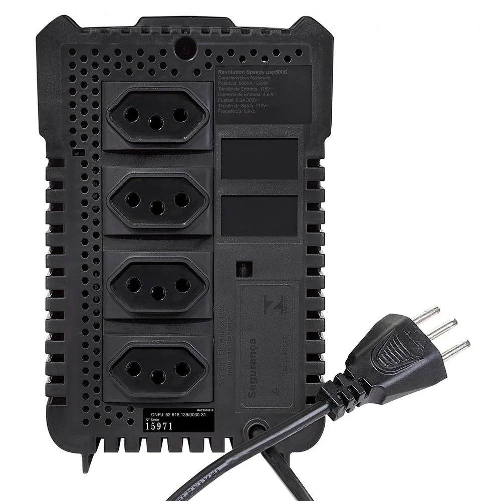 Imagem 3 de 5 do produto Estabilizador 500VA Monovolt Entrada e Saida 115V SMS Revolution Speedy 4 Tomadas 15971