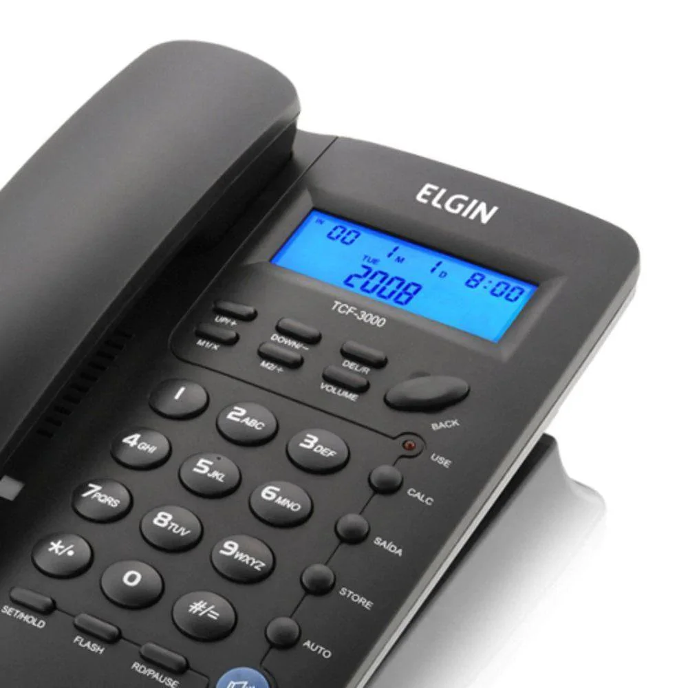 Imagem 2 de 5 do produto Telefone Com Fio, Indentificador De Chamadas, Agenda P/ 12 Números, Preto - TCF 3000