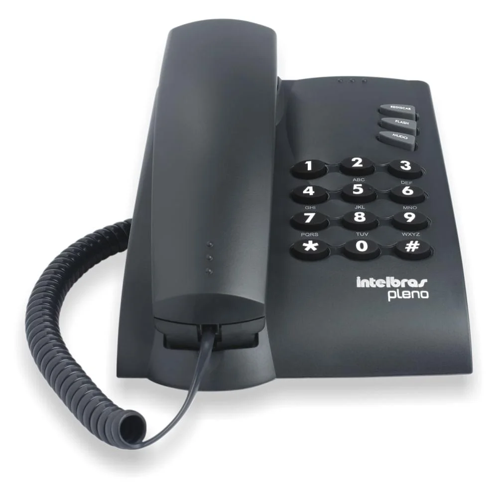 Telefone Intelbras Pleno C/ Fio, S/ Chave De Bloqueio, Preto - 4080051