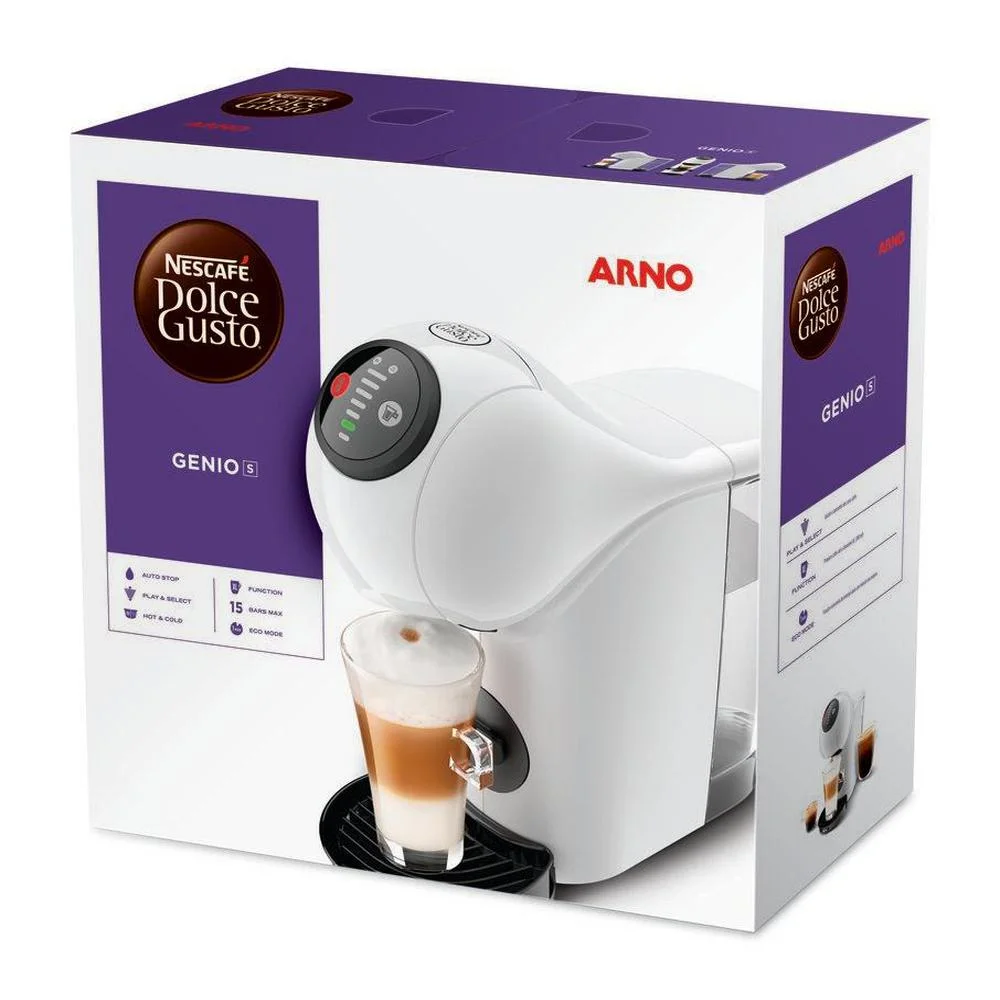 Imagem 5 de 5 do produto Cafeteira Arno Nescafé Dolce Gusto Genio S Basic Dgs1, 01 xicaras, 110V, 15 BAR de pressão, Branca
