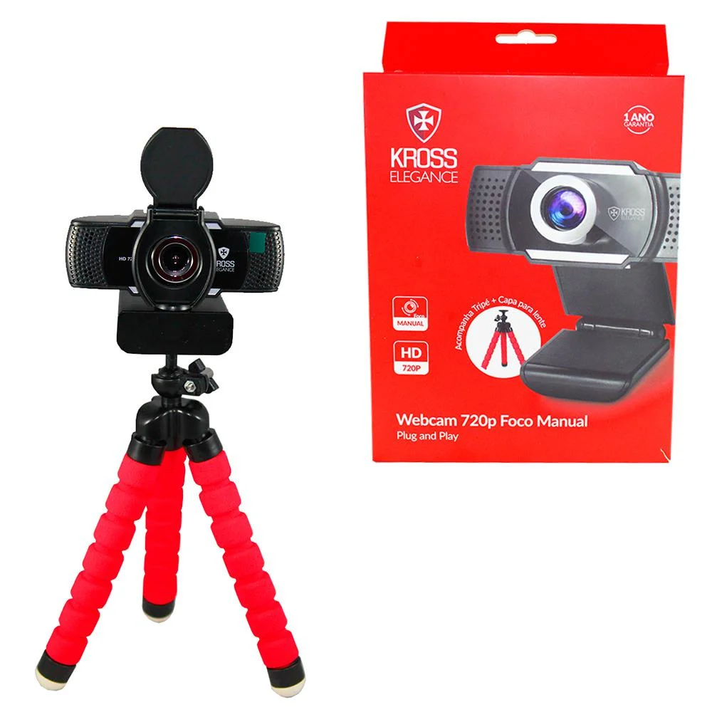 Webcam Kross Elegance HD 720p Foco Manual Com