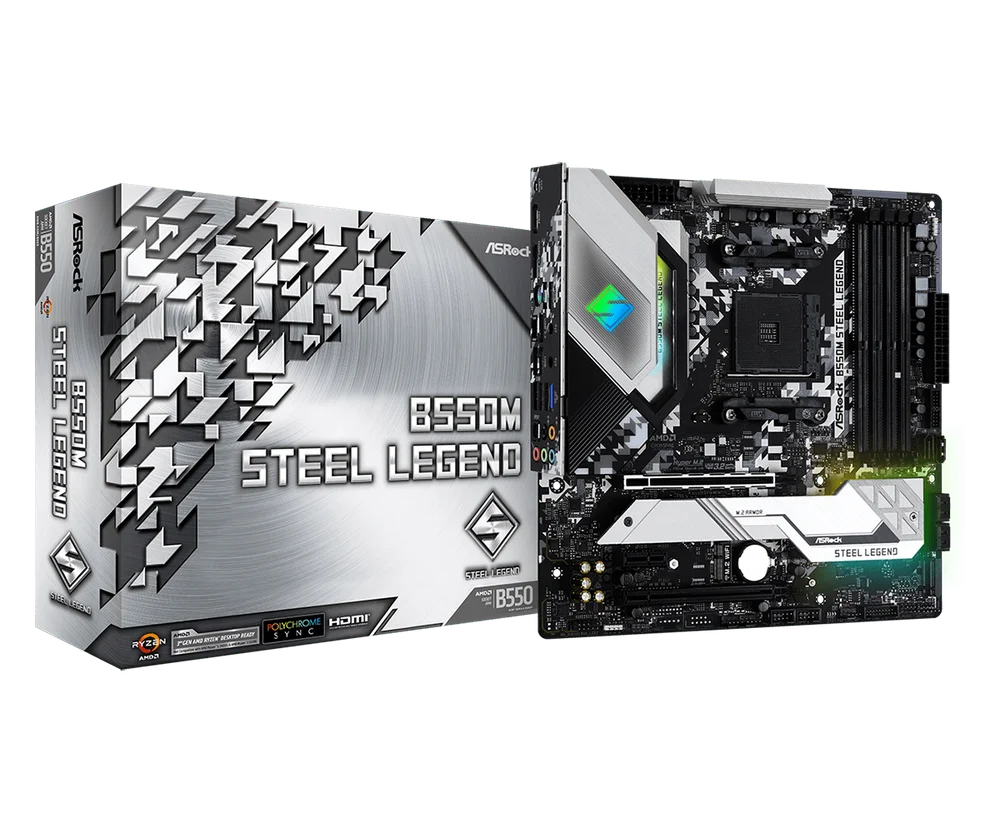 ASRock B550M STEEL LEGEND｜mATX【ジャンク】 Placa Me AsRock B550M Steel Legend KaBuM