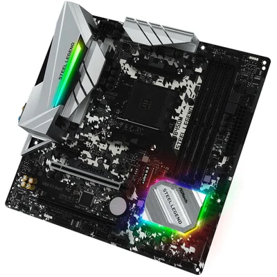 マザーボード ASRock B450M Steel Legend AM4 MicroATX PlacaMe ASRock B450M Steel Legend KaBuM