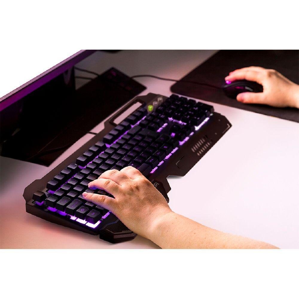 Imagem 2 de 4 do produto Teclado Gamer Multi Warrior Ragnar, LED, Anti-Ghosting, Superfície Metal, Função Win-Lock, Apoio Ergonômico - TC222