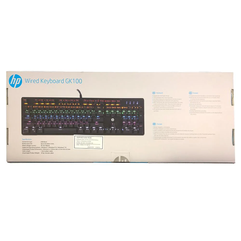 Teclado Mecânico Gamer HP Gk100, RGB, ABNT2 Teclado Mecânico Gamer HP Gk100, RGB, ABNT2