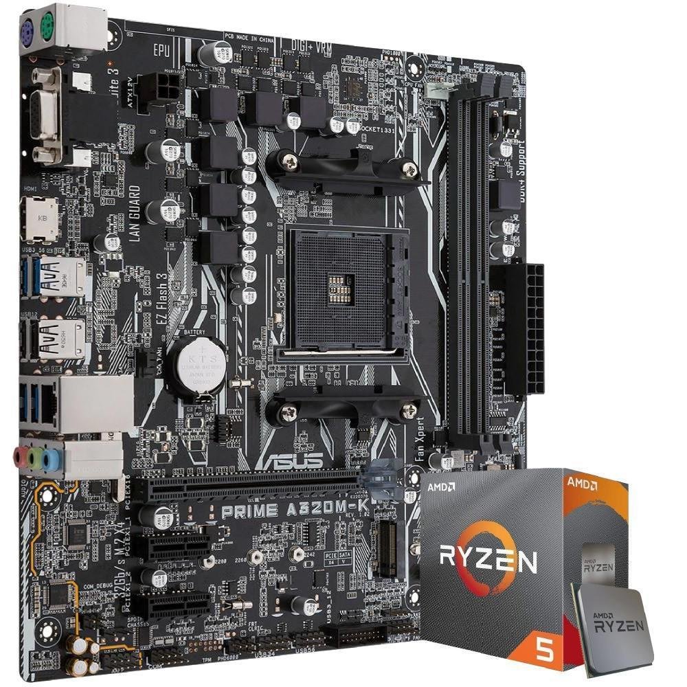 Kit Upgrade Skill Gamer, AMD Ryzen 5 3600 4.2Ghz, Placa mãe Prime ASUS A320M-K/BR AMD AM4