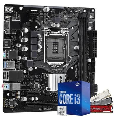 Kit Upgrade Skill Placa mãe Asrock H410M-HVS LGA 1200, Processador Intel Core i3 10100 4.30Ghz Décima Geração, Memória 8GB Gamer Crucial Ballistix Spo