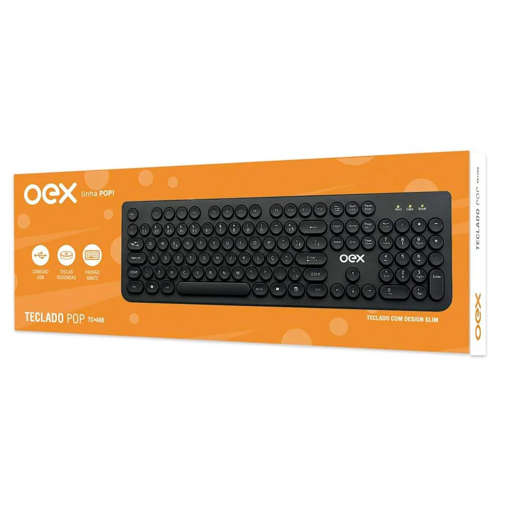 Imagem 2 de 5 do produto Teclado OEX Pop, ABNT2 , Preto - TC400