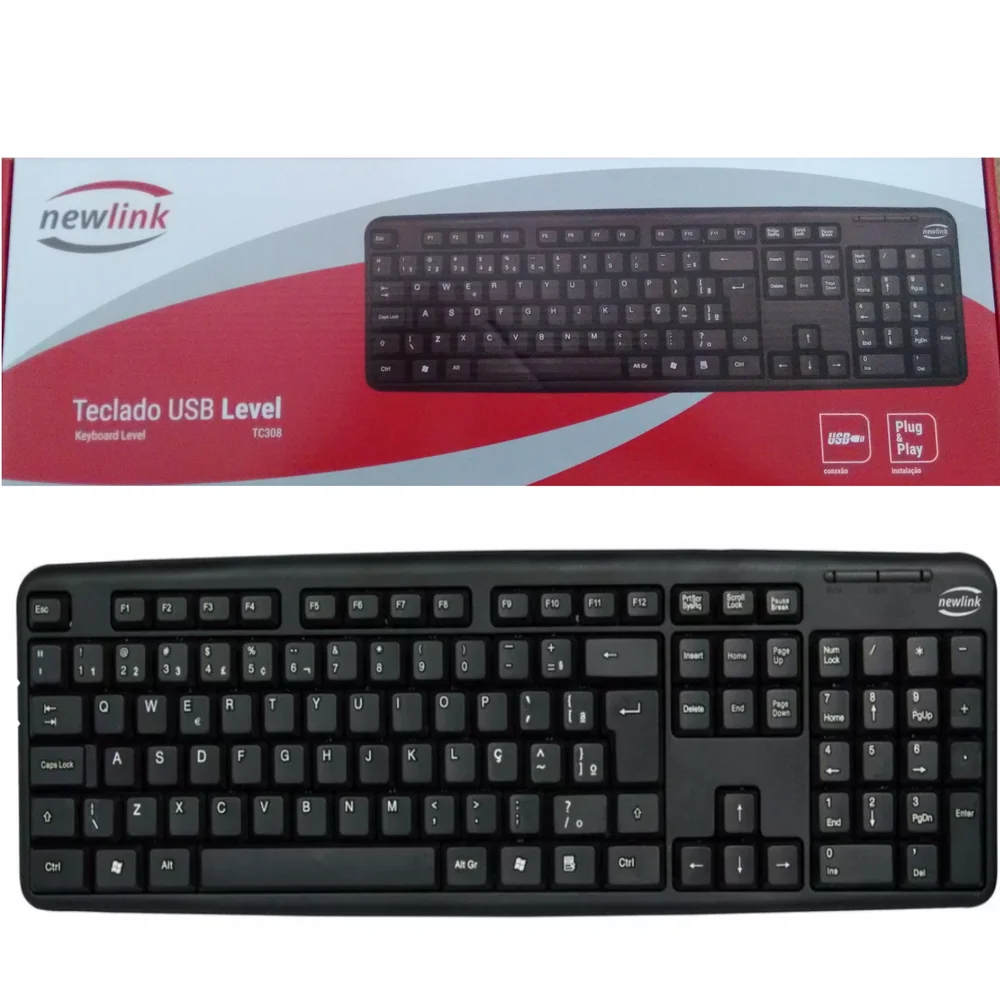 Imagem 2 de 3 do produto Teclado Newlink USB, ABNT2, Resistente à Água, 107 teclas, Preto - Tc308