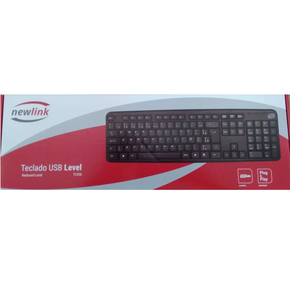 Imagem 3 de 3 do produto Teclado Newlink USB, ABNT2, Resistente à Água, 107 teclas, Preto - Tc308