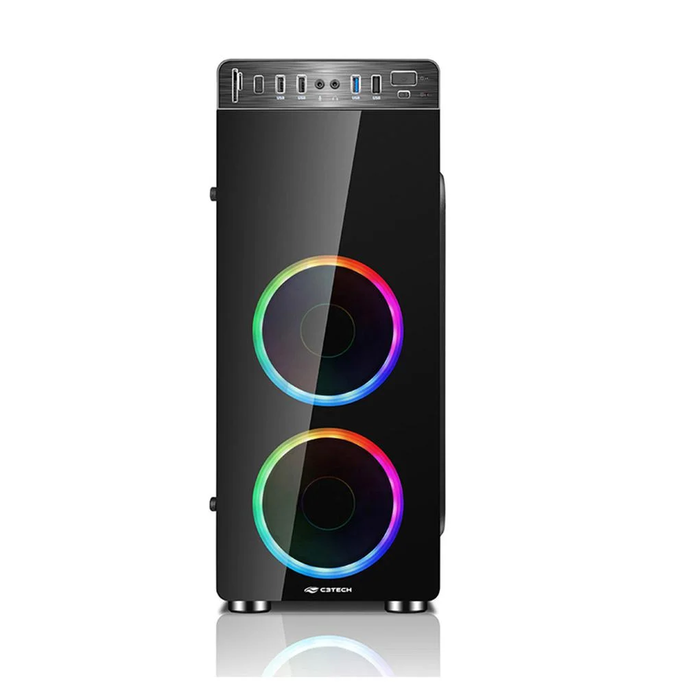 Imagem 4 de 5 do produto Gabinete Gamer C3Tech, Lateral em Vidro, USB 3.0, S/ Fonte, RGB - MT-G1000BK