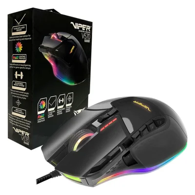 Mouse Gamer Patriot Viper V570 Blackout, 12000 DPI, RGB, USB, Sensor Laser