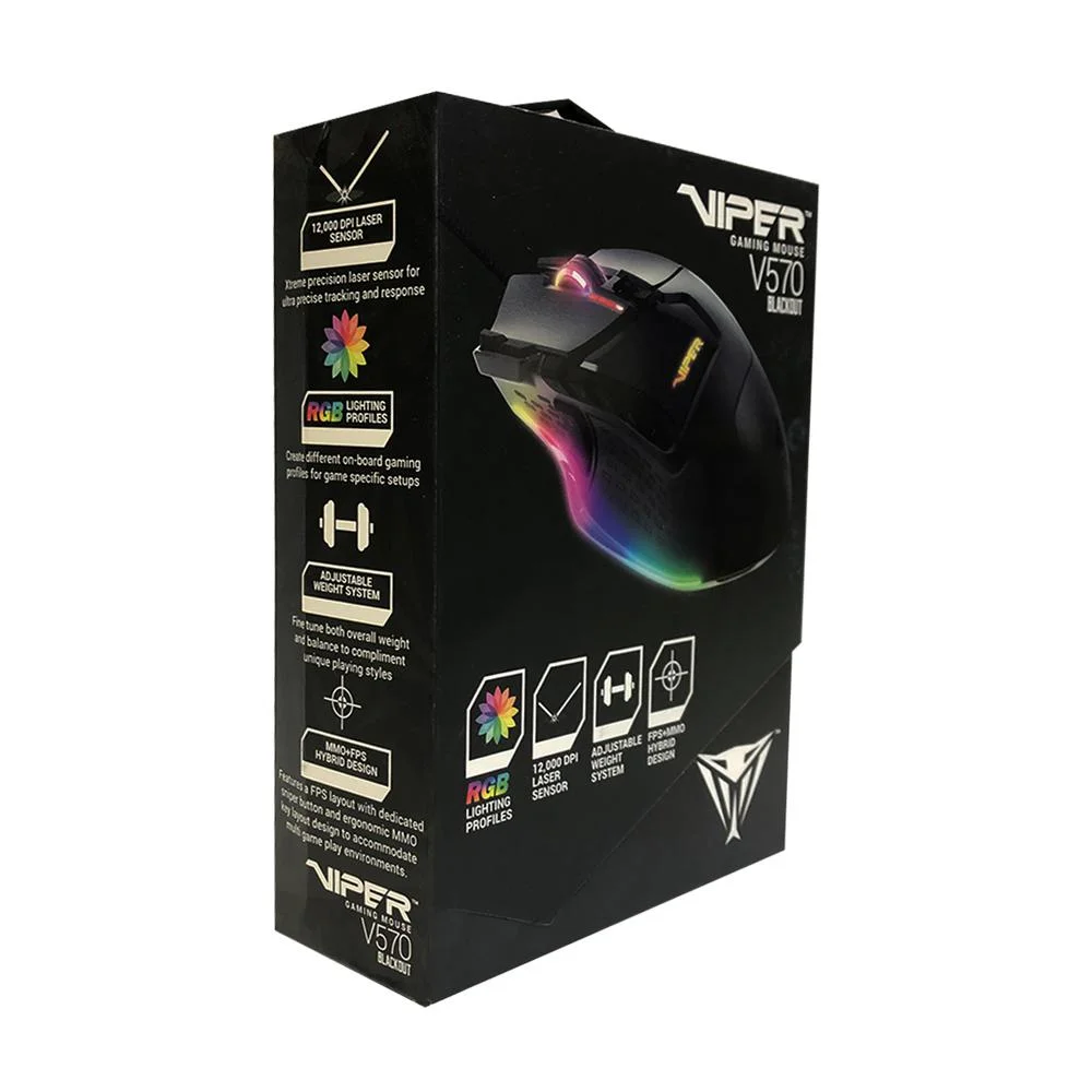 Imagem 2 de 5 do produto Mouse Gamer Patriot Viper V570 Blackout, 12000 DPI, RGB, USB, Sensor Laser