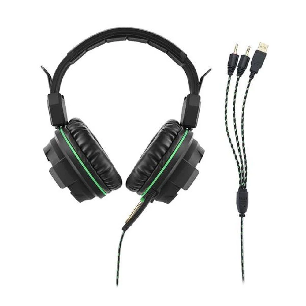 Imagem 3 de 5 do produto Headset Gamer Warrior USB e P2 com LED Verde - PH143
