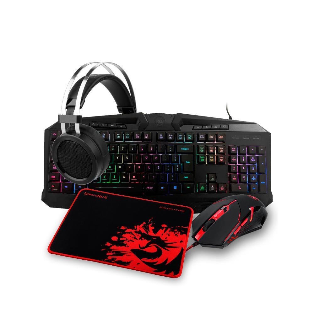 Kit Gamer Redragon Rgb Headset Lamia Surround Teclado Kumara Switch Outemu Blue Mouse