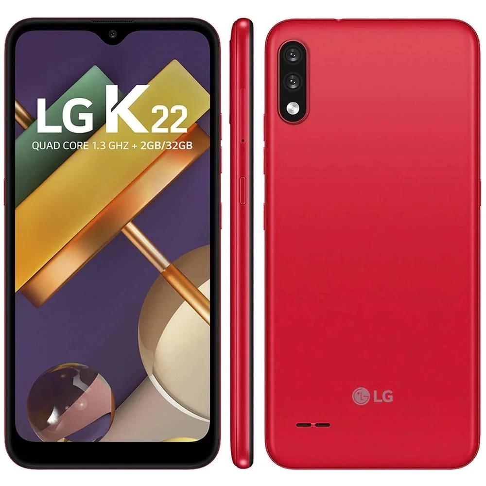 Imagem 1 de 5 do produto Smartphone LG K22, 32GB, Tela 6.2, Quad Core, 4G, Câmera 13MP+2MP - Vermelho