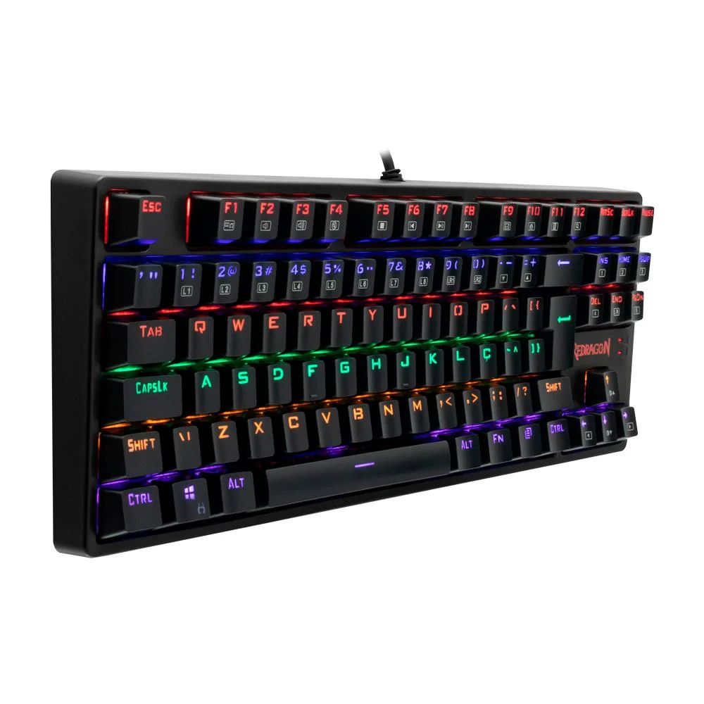Teclado Mecânico Gamer Redragon Daksa, Switch Outemu Blue, ABNT2, Double Shot, Rainbow - K576R