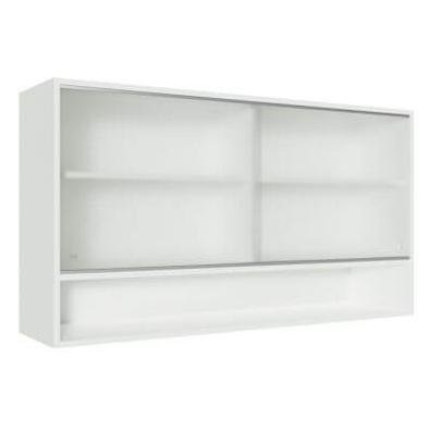 Armário Aéreo Madesa Glamy 2 Portas de Correr de Vidro e 1 Nicho Branco Cor:Branco