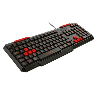 Teclado Gamer Multi Multimídia Slim Com Hotkeys Preto e Vermelho - TC242