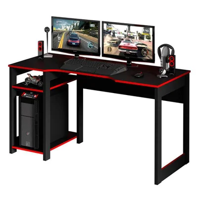 Mesa para Escritório Gamer Tecno Mobili, Preto, Vermelho - ME4152