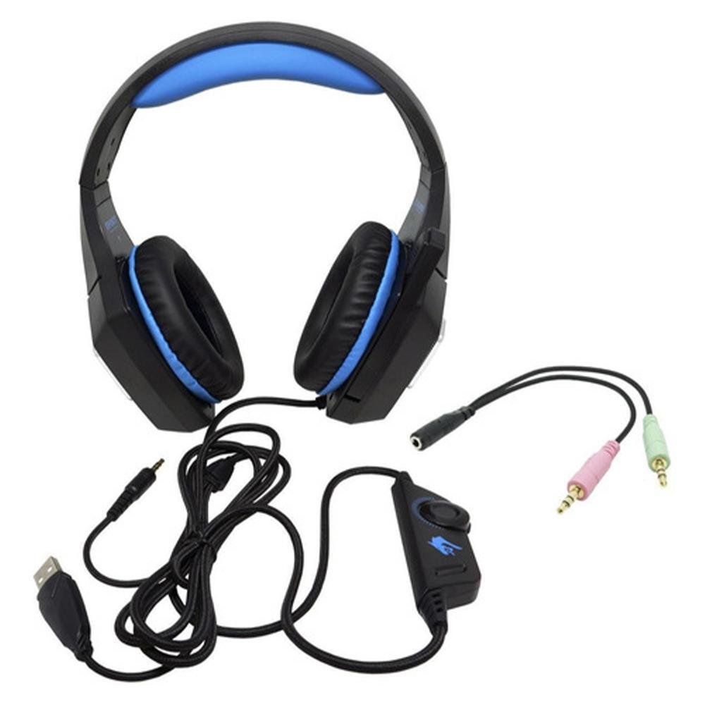 Headset Gamer Led Rgb Com Fio E Microfone Articulado Azul - Gh-X2000 Headset Gamer Led Rgb Com Fio E Microfone Articulado Azul - Gh-X2000