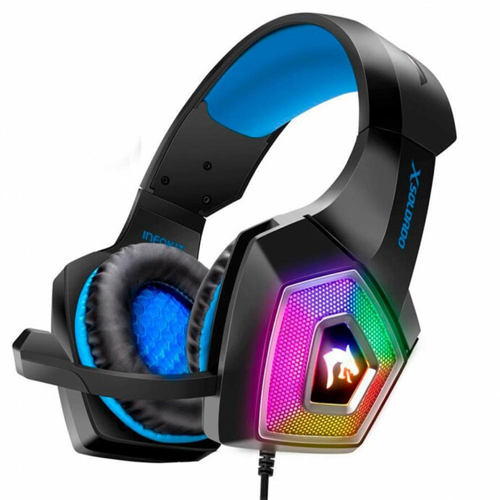 Headset Gamer Led Rgb Com Fio E Microfone Articulado Azul - Gh-X2000 Headset Gamer Led Rgb Com Fio E Microfone Articulado Azul - Gh-X2000