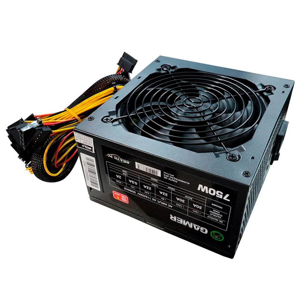 Imagem 2 de 3 do produto Fonte Brazil PC Gamer, 750W, Real Atx 24 Pinos - Bpc/7400-b