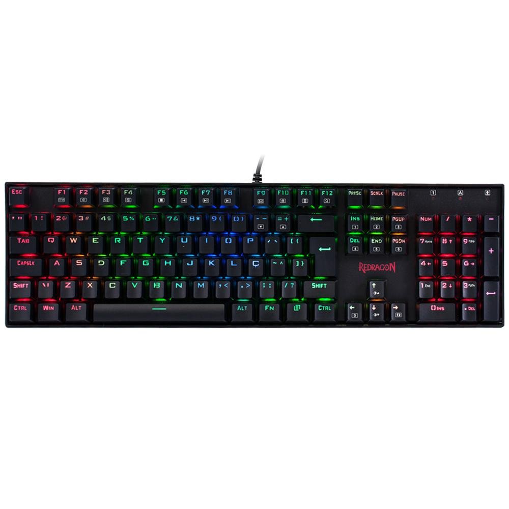 Teclado Mecânico Gamer Redragon Mitra, Switch RGB Outemu Blue, ABNT2, Double Shot - K551RGB-1