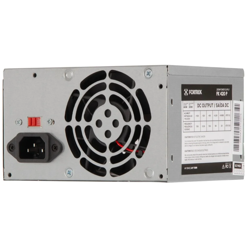 Imagem 3 de 5 do produto Fonte De Alimentação Fortrek Pws-2003, ATX, 200W, 20+4P, Sem Cabo, 115/230V - Fk420p