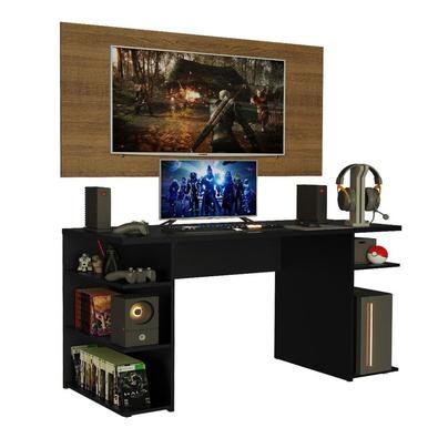 O Conjunto da Mesa Gamer 9409 da Madesa + Painel para TV oferece conforto, otimização de espaço e um design moderno. A mesa comporta perfeitamente mon