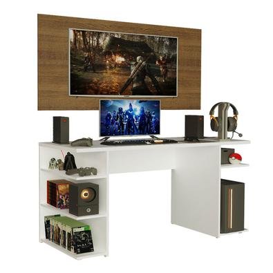 O Conjunto da Mesa Gamer 9409 da Madesa + Painel para TV oferece conforto, otimização de espaço e um design moderno. A mesa comporta perfeitamente mon