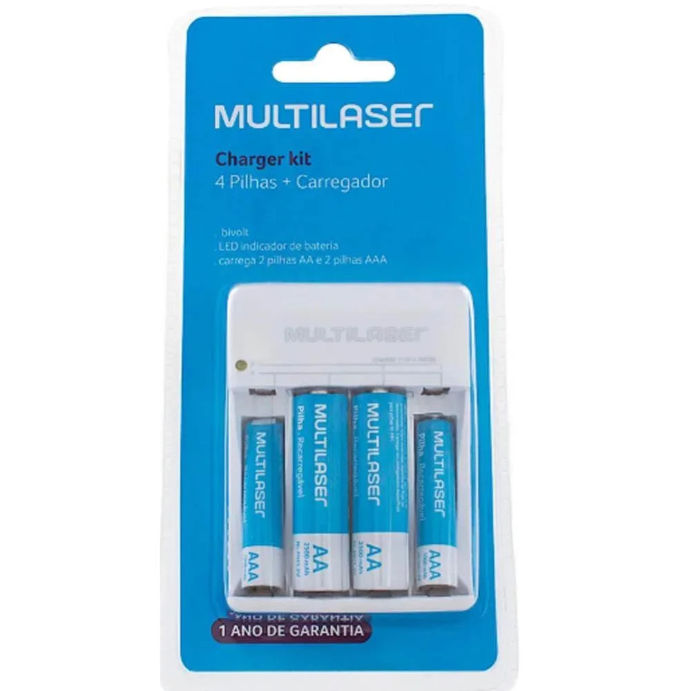 Imagem 4 de 5 do produto Carregador De Pilhas Multi AA/AAA, 2 Pilhas AA 2500Mah, 2 Pilhas AAA 1000Mah - CB045