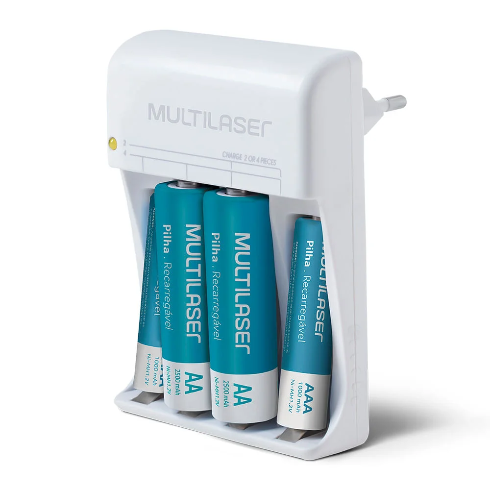 Imagem 5 de 5 do produto Carregador De Pilhas Multi AA/AAA, 2 Pilhas AA 2500Mah, 2 Pilhas AAA 1000Mah - CB045