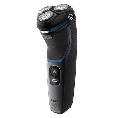 O barbeador Philips AquaTouch 3000 oferece um barbear prático e confortável com a pele seca ou molhada. Equipada com cabeças de corte 5D Pivot & Flex