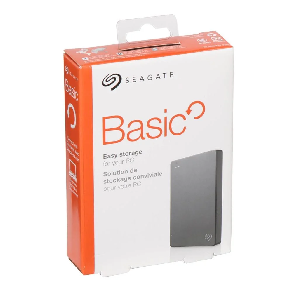 HD Externo Portátil Seagate 1TB Basic Slim, 2.5, USB 3.0, Preto - STJL1000400