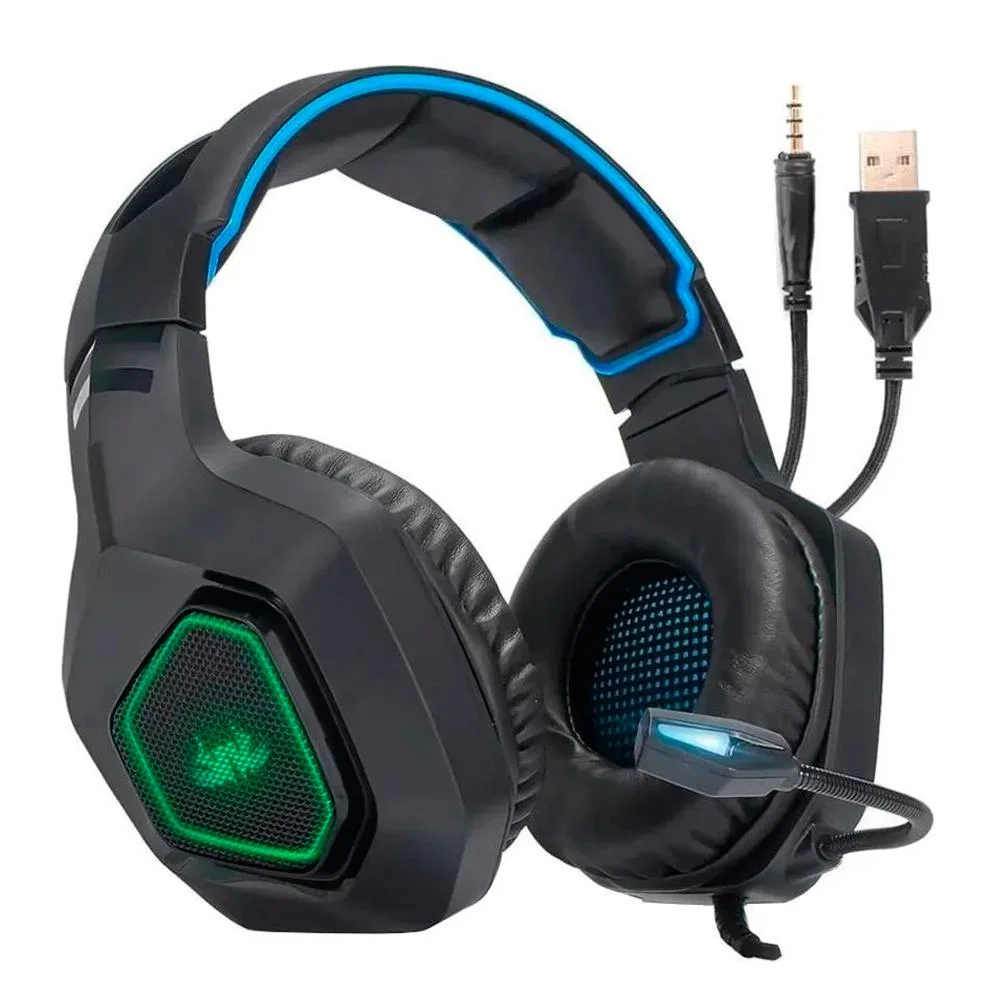 Headset Gamer Knup, Com Microfone, Com Iluminação, USB, PC, PS3, PS4, Xbox One, Azul e Preto - KP-488 Headset Gamer Knup, Com Microfone, Com Iluminação, USB, PC, PS3, PS4, Xbox One, Azul e Preto - KP-488