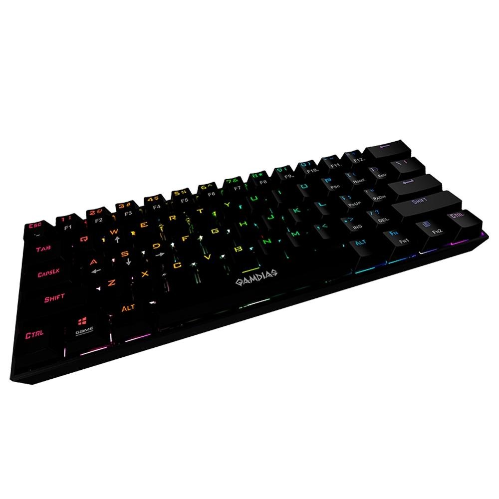 Teclado Mecânico Gamer 60% Gamdias, Hermes E3 RGB, Switch Gamdias Blue, Preto, ANSI - E3 RGB BK BLUE