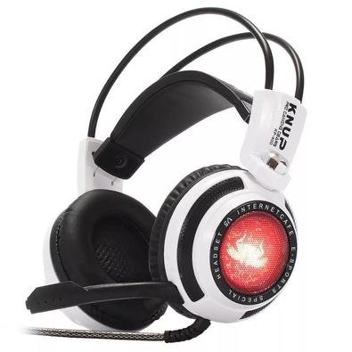 Headset Gamer Knup 7.1 Virtual, com Iluminação USB + P2, Branco/Preto -  KP-400 | KaBuM!