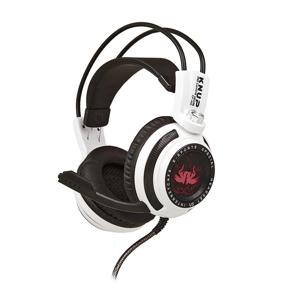 Imagem 4 de 5 do produto Headset Gamer Knup 7.1 Virtual, com Iluminação USB + P2, Branco/Preto - KP-400
